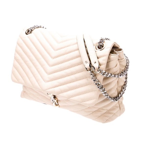 Cream Rebecca Minkoff Edie Flap Shoulder Bag with Chevron Stitching - Picture 4 of 16